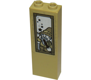 LEGO Tan Brick 1 x 2 x 5 with Portrait of Wizzard Sticker with Stud Holder (2454)