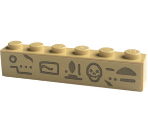 LEGO bronzer Brique 1 x 6 avec Hieroglyphs 2 Autocollant (3009)