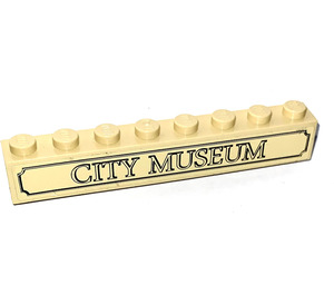 LEGO Tan Brick 1 x 8 with 'CITY MUSEUM' with Black Border Sticker (3008)