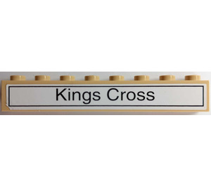 LEGO Tan Brick 1 x 8 with "Kings Cross" Sticker (3008)