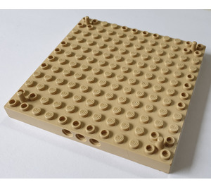 LEGO Zandbruin Steen 12 x 12 met 3 Pin Gaten per Kant en 1 Peg per Hoek (47976)