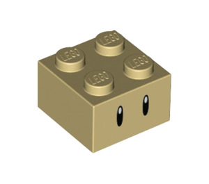 LEGO Tan Brick 2 x 2 with Black Long Eyes (69086 / 102206)