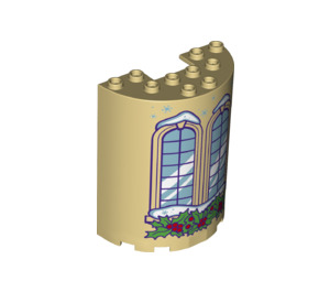 LEGO bronzer Cylindre 3 x 6 x 6 Demi avec arched windows et snow (35347 / 66588)