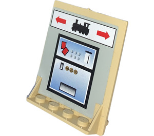 LEGO Tan Door 2 x 8 x 6 Revolving with Shelf Supports with Train Ticket Dispenser Sticker (40249)