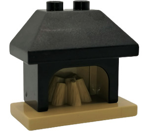 LEGO Duplo Tan Fireplace with Black top. 2 studs on top (4918)