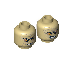 LEGO Tan Emperor Palpatine Head with Bared Teeth Evil (Recessed Solid Stud) (3626 / 18259)