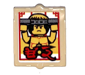 LEGO Tan Glass for Window 1 x 2 x 2 with 'ED' in Ninjargon & Fighter with Nunchucks Sticker (35315)