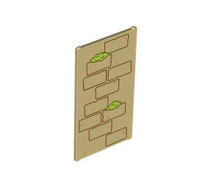 LEGO Tan Glass for Window 1 x 4 x 6 with Wall pattern with Green (6202 / 104278)