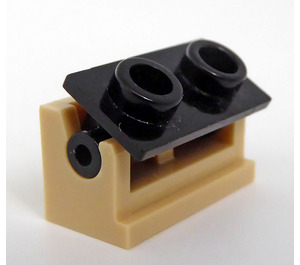 LEGO Bronzer Hinge Brick 1 x 2 with Black Top Plate (3937 / 3938)