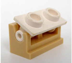 LEGO Beige Scharnier Backstein 1 x 2 mit Weiß oben Platte (3937 / 3938)