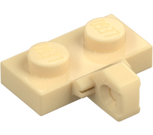 LEGO Beige Hængsel Plade 1 x 2 med Lodret Låsning Stub med bund rille (44567 / 49716)