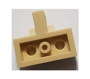 LEGO Beige Hengsel Plate 1 x 2 med Vertikal Låsende Stub uten Bunnrille (44567)