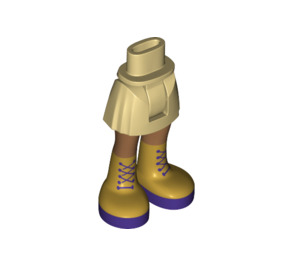 LEGO Beige Fianco con Basic Curvo Gonna con Gold Boots e Dark Viola Laces con cerniera spessa (35634)