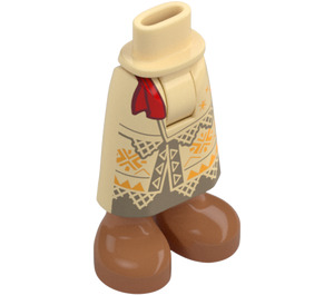 LEGO Beige Lonkka jossa Medium Hame jossa Punainen Ribbon