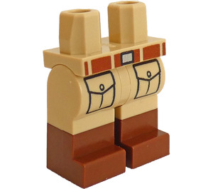 LEGO Tan Hips and Legs with Reddish Brown Boots and Belt, Two Pockets (73200)