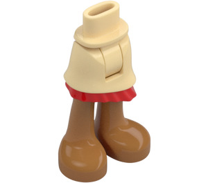 LEGO Tan Hips and Skirt with Ruffle with with Red Ruffle and Bare Feet (30900 / 39469)