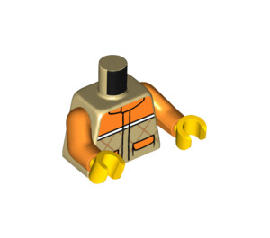 LEGO Zandbruin Minifiguur Torso Jack met Oranje Sleeves Torso (973 / 76382)