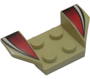 LEGO Zandbruin Spatbord Plaat 2 x 2 met Flared Wiel Arches met Wit en Rood Strepen (41854)