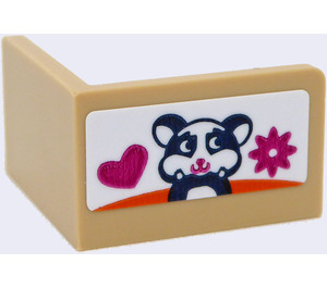 LEGO Tan Panel 1 x 2 x 2 Corner with Rounded Corners with Hamster, Magenta Haert and Flower Sticker (31959)