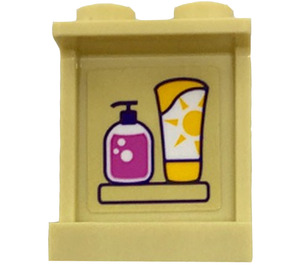 LEGO Tan Panel 1 x 2 x 2 with Liquid Soap, Sunscreen Bottle Sticker with Side Supports, Hollow Studs (6268)