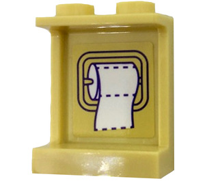 LEGO Beige Panel 1 x 2 x 2 mit Toilet Paper Roll Aufkleber mit Seitenstützen, Hohlbolzen (6268)