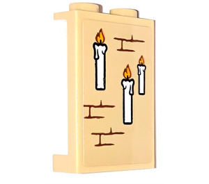 LEGO Tan Panel 1 x 2 x 3 with Brick pattern and Candles Sticker with Side Supports - Hollow Studs (35340)