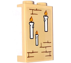 LEGO Tan Panel 1 x 2 x 3 with Brick pattern and Candles Sticker with Side Supports - Hollow Studs (35340)