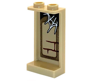 LEGO Tan Panel 1 x 2 x 3 with Spiderweb and Bricks Sticker with Side Supports - Hollow Studs (35340)