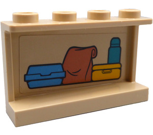 LEGO Beige Panel 1 x 4 x 2 mit Bags und Flasche Aufkleber (14718)