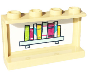 LEGO Beige Panel 1 x 4 x 2 mit Books, Shelf Aufkleber (14718)