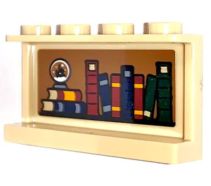 LEGO Zandbruin Paneel 1 x 4 x 2 met Bookshelf & Snowglobe Sticker (14718)