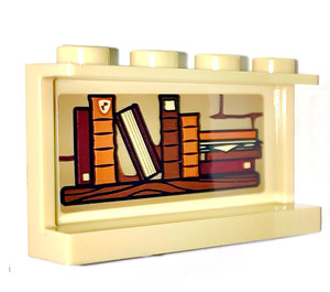 LEGO Beige Panel 1 x 4 x 2 mit Bookshelf Aufkleber (14718)