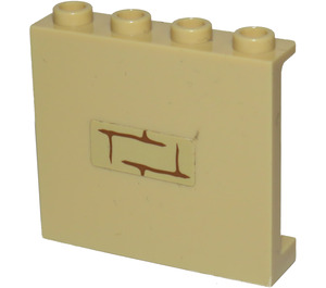 LEGO Tan Panel 1 x 4 x 3 with Brick pattern Sticker with Side Supports, Hollow Studs (35323)
