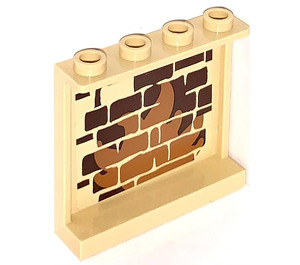 LEGO Tan Panel 1 x 4 x 3 with Fireplace Sticker with Side Supports, Hollow Studs (35323)