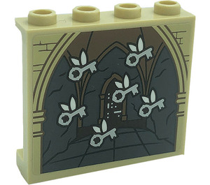 LEGO bronzer Panneau 1 x 4 x 3 avec Flying Keys, Arche
 et Bricks Autocollant avec supports latéraux, tenons creux (35323)