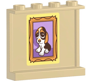 LEGO Tan Panel 1 x 4 x 3 with Framed Dog Picture Sticker with Side Supports, Hollow Studs (35323)