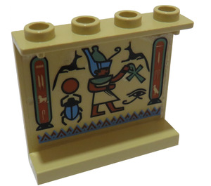 LEGO Tan Panel 1 x 4 x 3 with Hieroglyphics Sticker without Side Supports, Hollow Studs (4215)