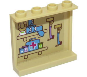 LEGO Tan Panel 1 x 4 x 3 with Medical Vet Equipment Sticker with Side Supports, Hollow Studs (60581)