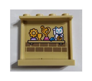 LEGO Tan Panel 1 x 4 x 3 with Shelf with Lucky Cat and Trophies Sticker with Side Supports, Hollow Studs (35323)