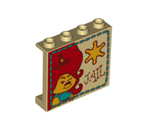 LEGO bronzer Panneau 1 x 4 x 3 avec Sherif et 'JAIL'  avec supports latéraux, tenons creux (35323 / 67115)