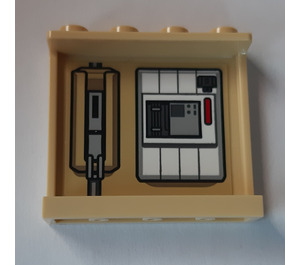 LEGO Beige Panel 1 x 4 x 3 mit Tank und information pannel Aufkleber mit Seitenstützen, Hohlbolzen (35323)