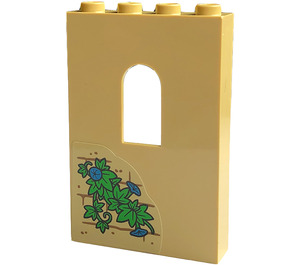 LEGO Beige Pannello 1 x 4 x 5 con Finestra con Mattoncino Walls, Plants, Fiori Adesivo (60808)