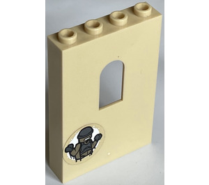 LEGO Tan Panel 1 x 4 x 5 with Window with Criminal (on front) and Silver Coin (on back) Sticker (60808)