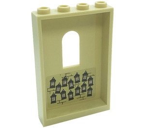 LEGO Tan Panel 1 x 4 x 5 with Window with Hanging Frames with School Rules and Bricks Sticker (60808)
