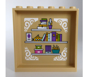 LEGO Tan Panel 1 x 6 x 5 with 3 Shelves with Books, Pencils and Boxes Sticker (59349)