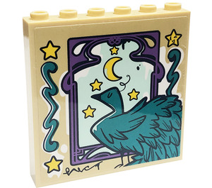 LEGO Tan Panel 1 x 6 x 5 with Big Bird, Moon and Stars Sticker (59349)