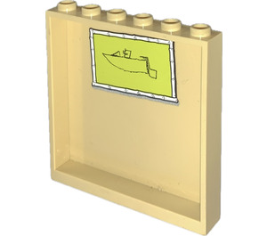 LEGO bronzer Panneau 1 x 6 x 5 avec Boat Autocollant (59349)
