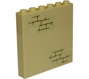 LEGO Tan Panel 1 x 6 x 5 with Brick pattern Sticker (59349)