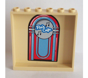 LEGO bronzer Panneau 1 x 6 x 5 avec Flo's Cafe & Jukebox Autocollant (59349)