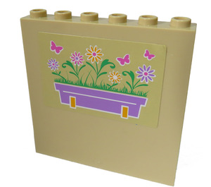LEGO Tan Panel 1 x 6 x 5 with Flower Box and Butterflies (Right) Sticker (59349)
